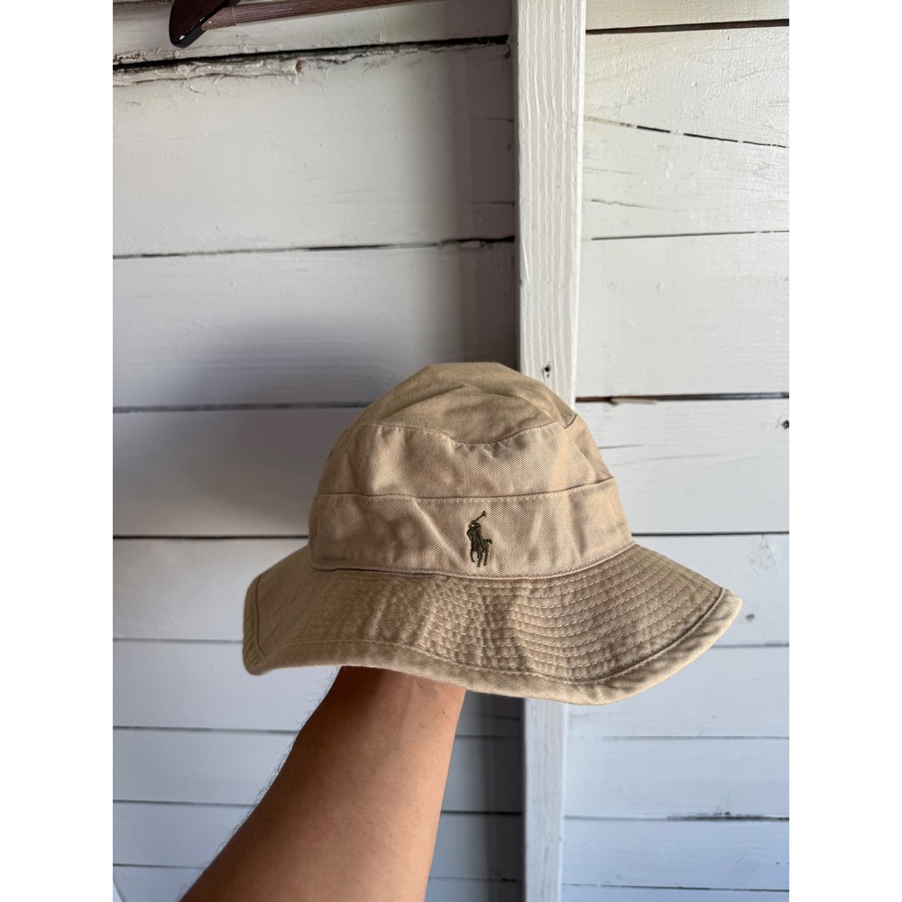 Polo Ralph Lauren Bucket Hat Khaki Tan Cotton Twill Pony Logo Mens Large USA
